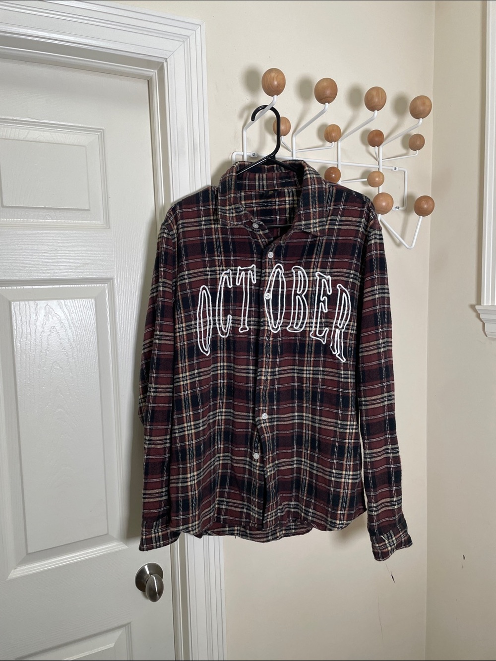 OVO October Plaid Button-Up Shirt - Burgundy/Black M